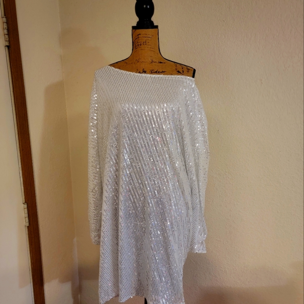 Silver off the shoulder dress Chic Me